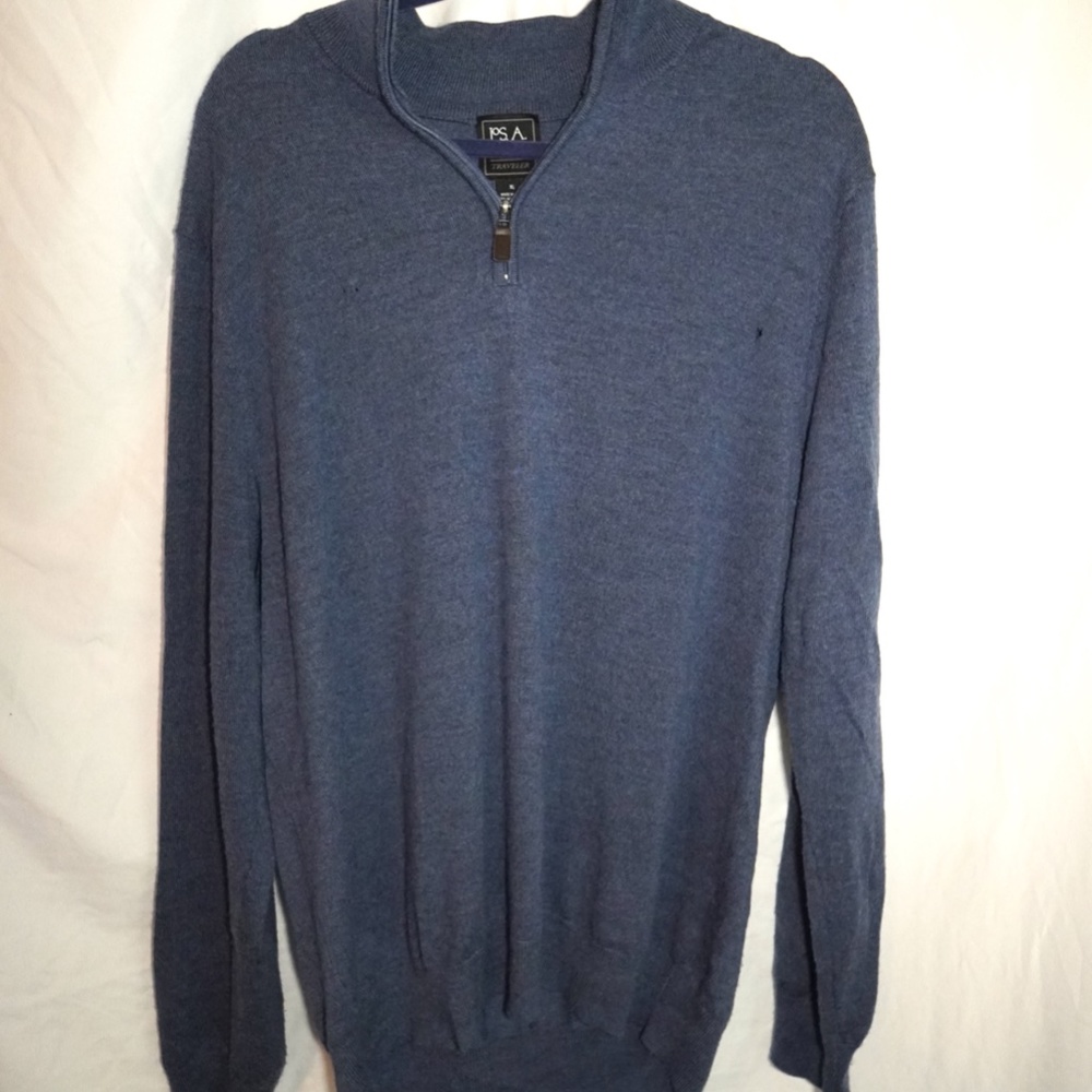 Jos. A Bank 100% Merino Wool Men's 1/4 Zip Pullover Traveler Line sz XL